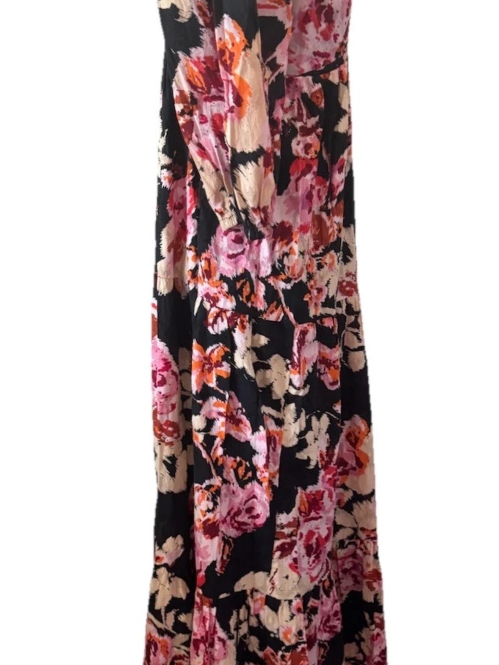 Anthropologie Somerset Floral Puff Sleeve Maxi Dress Black Pink Medium NWT - Picture 12 of 15